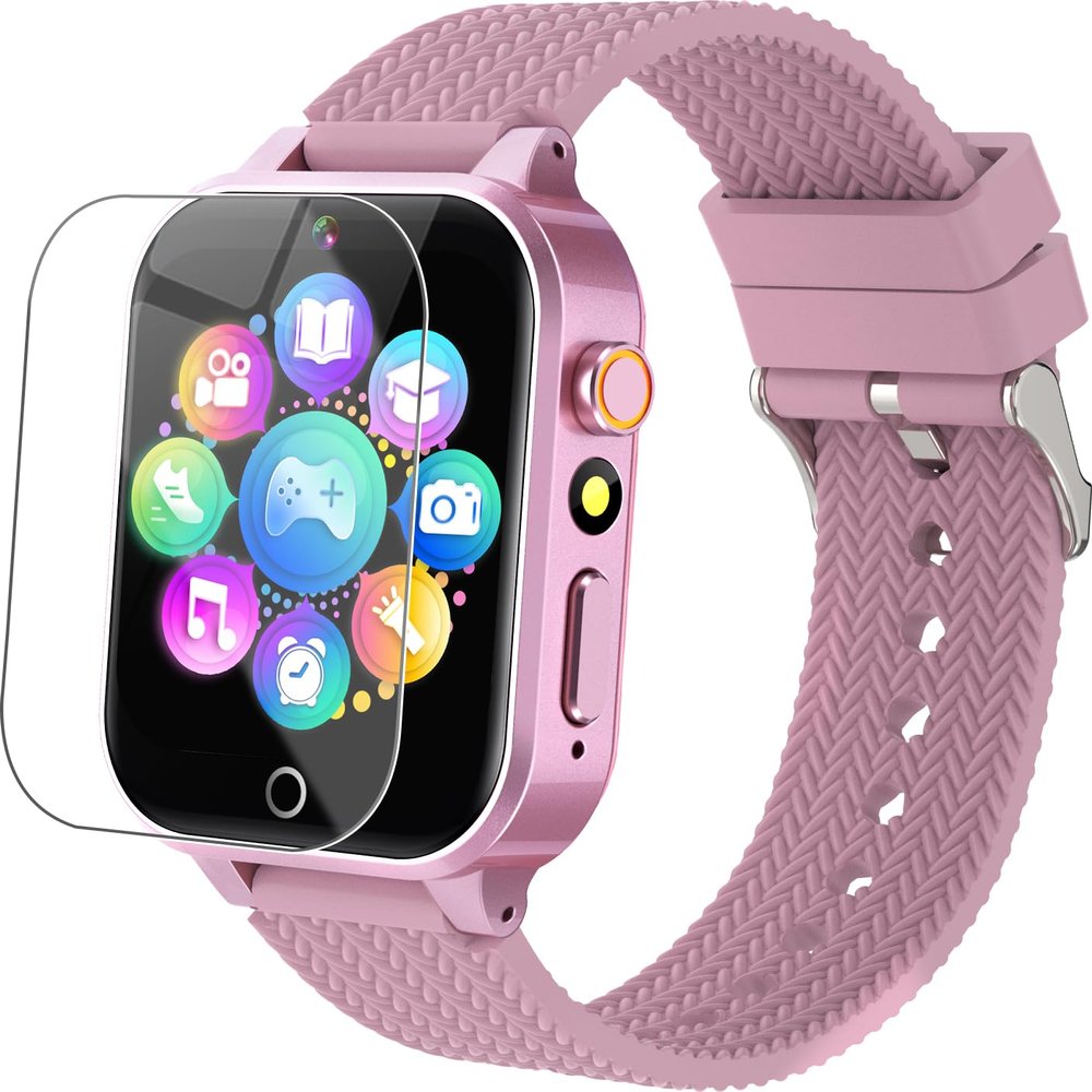 Kids Smart Watches Girls Age 3-12 with 26 Puzzle Games HD Video Camera Touchscreen Music Player Learning Cards Storybook Pedometer Metal Case Kids Watch Toy Birthday Gifts Include 2 Screen Protector
