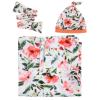 Aori Reborn Baby Dolls Clothes Newborn Receiveing Blanket with Floral Hat and Headband Set Nursery Swaddle Wrap for 17-20 inch Reborn Dolls view 2