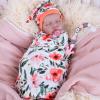 Aori Reborn Baby Dolls Clothes Newborn Receiveing Blanket with Floral Hat and Headband Set Nursery Swaddle Wrap for 17-20 inch Reborn Dolls view 4