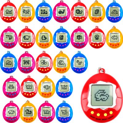 Conagel 28 Pcs Virtual Pet Keychains Electronic Digital Pets Keychain Retro Handheld Game Machine Nostalgic 90s Toy for for Kids Birthday Party Gifts Goodie Bag Fillers