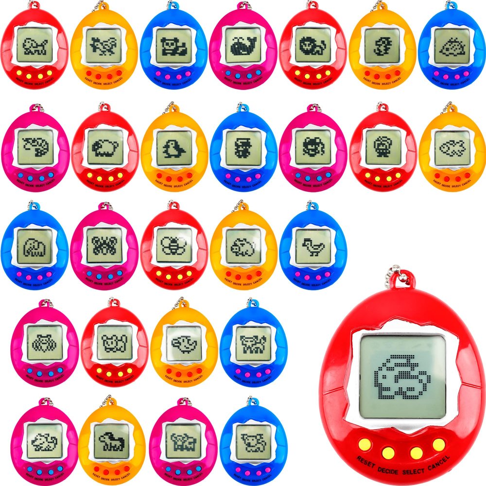 Conagel 28 Pcs Virtual Pet Keychains Electronic Digital Pets Keychain Retro Handheld Game Machine Nostalgic 90s Toy for for Kids Birthday Party Gifts Goodie Bag Fillers