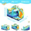 Doctor Dolphin Bounce House, Unicorn Water Slide Bounce House, Water Slides for Kids Backyard, Inflatable Water Park for Kids, Water Bounce House with Slide, Splash Pool, Basketball Hoop view 3