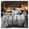 ADovz Silk Bedding Set Silky Bed Sheet Set Duvet Cover Pillowcase High-end Home Textiles Solid Color Bed Cover Sets,Bed Sheets, FH-762 view 3