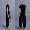 1/12 Scale Male Clothes - Men's Tight Short Sleeves Pant Warrior Combat Suit Sport Clothing for 6inch Action Figure Body (Black Tops + Black Belt + Pant) view 2