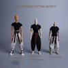 1/12 Scale Male Clothes,Men's Tight Short Sleeves Pant Warrior Combat Suit Sport Clothing for 6inch Action Figure Body (Black Tops+Brown Belt+White Pant) view 3