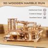 SainSmart Jr. 3D Wooden Puzzles for Adults, 225 PCS Marble Run Wood to Build, Electric Driven Mechanical Model Building Kit, DIY Gift for Aged 14+, Roller Coaster view 2