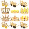 12pcs Party Gift Crown Glasses Adjustable King Crown Hat Crown Sunglasses Crown funny glasses for Party Photo Props Kids Party King Queen Prince Princess Costume Accessories Dress-Up Supplies view 1
