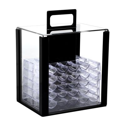 JIESITE Acrylic Poker Chip Case 1000pcs Capacity Poker Chip Trays Set Including 10 Poker Chip Holder Poker Chip Display Case for Standard Size Chips (1000pcs)