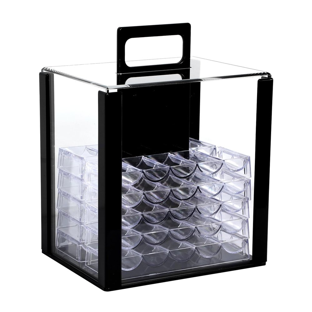 JIESITE Acrylic Poker Chip Case 1000pcs Capacity Poker Chip Trays Set Including 10 Poker Chip Holder Poker Chip Display Case for Standard Size Chips (1000pcs)
