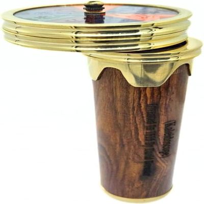 DELICACY HANDICRAFT Brass & Wooden 8.4inch Kaleidoscope Handmade Vintage Antique Look Antique Finish Mirror Lens Kaleidoscope Gifts for Kids Friends Family Children, Gold,brown