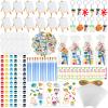 HyDren 254 Pcs Paint Party Favors Bulk Canvas Easel and Watercolor Paint Set Palette Brush Stickers Tattoo Sticker Keychain for Art Party Gifts view 1