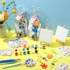 HyDren 254 Pcs Paint Party Favors Bulk Canvas Easel and Watercolor Paint Set Palette Brush Stickers Tattoo Sticker Keychain for Art Party Gifts view 4