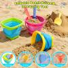 Xgunion Collapsible Beach Sand Bucket 3 Packs Foldable Buckets Set with Shovels & Mesh Bag Collapsible Beach Toys for Kids Summer Sand Buckets for Kids Cruise Beach Essentials view 3