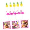 Cabilock 20pcs Flamingo Pineapple Honeycomb Food Picks Decorative Cupcake Toppers for Birthday Party Luau and Tropical Celebrations Safe Material view 2