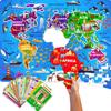 QUOKKA World Map Puzzles for Kids Ages 4-6 - 70 Pcs Floor Puzzles for Kids Ages 4-8 Preschool Activities - Includes 50 Cards with 400+ World Facts - Continent-Shaped Jigsaw Puzzle Gift for Girls Boys view 1