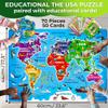 QUOKKA World Map Puzzles for Kids Ages 4-6 - 70 Pcs Floor Puzzles for Kids Ages 4-8 Preschool Activities - Includes 50 Cards with 400+ World Facts - Continent-Shaped Jigsaw Puzzle Gift for Girls Boys view 2
