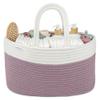 Comfy Cubs Rope Diaper Caddy Organizer 8.5" x 15" x 8" - Large Baby Diaper Basket with 3 Spacious Compartments - Stylish Cotton Baby Caddy Organizer for Diapers, Wipes & Essentials - Mauve view 1