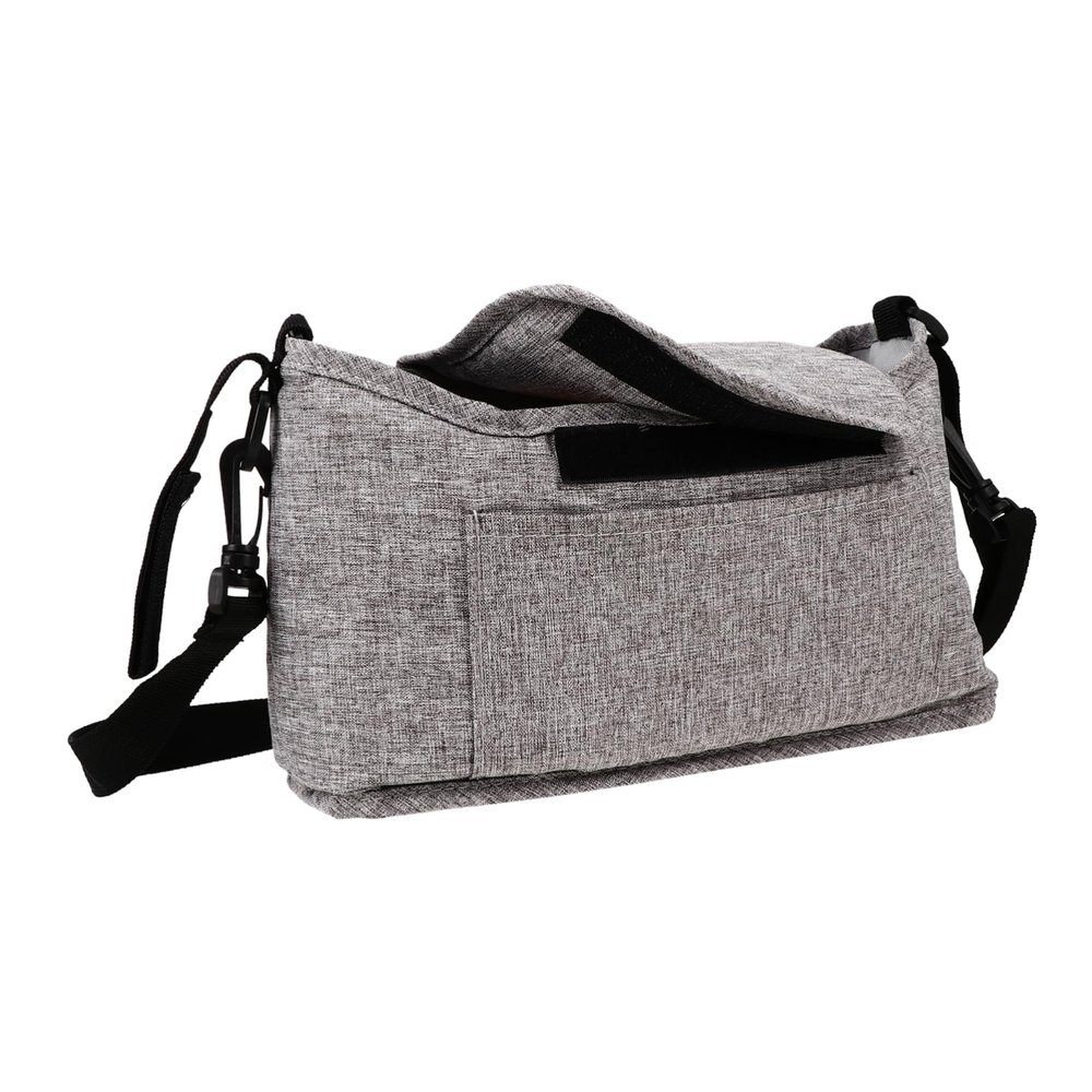 Abaodam Stroller Organizer Bag with Phone Pocket and Shoulder Strap Non-slip Multi-functional Pouch for Parents Large Capacity Accessory Holder Linen Gray