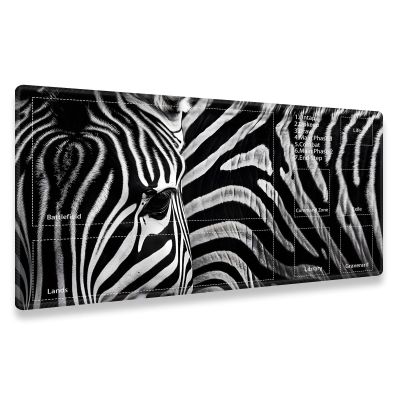 Zebra Stripe Pattern Playmats with Zones V1 for MTG TCG 24 x 14 inches Card Game Players and Anime Enthusiasts, Protects Cards Enhances Grip, Larger Gaming Area - Multipurpose Artistic Mat