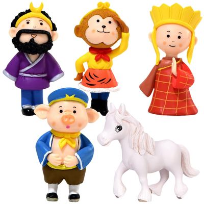 1set Pilgrimage West Figurine Wukong Monk Pig Monk PVC Desktop Ornament Ancient Character Dolls for Landscaping Decor