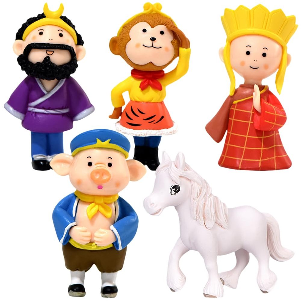 1set Pilgrimage West Figurine Wukong Monk Pig Monk PVC Desktop Ornament Ancient Character Dolls for Landscaping Decor