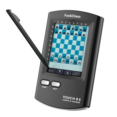 FunAiChess Handheld Electronic Chess Board 8 in 1 Touch Chess Computer Game Portable Electronic Chess Set for Adults, Kids,and Beginners Learn and Travel with Stylus Large LCD Display Gift