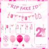 21st Birthday Decorations for Her, Pink Champagne Wine Bottle 21st Birthday Party Decoration for Women, RIP Fake ID Banner, Cake Topper, Balloons for Girls Twenty-One Year Old Bday Party Supplies view 2