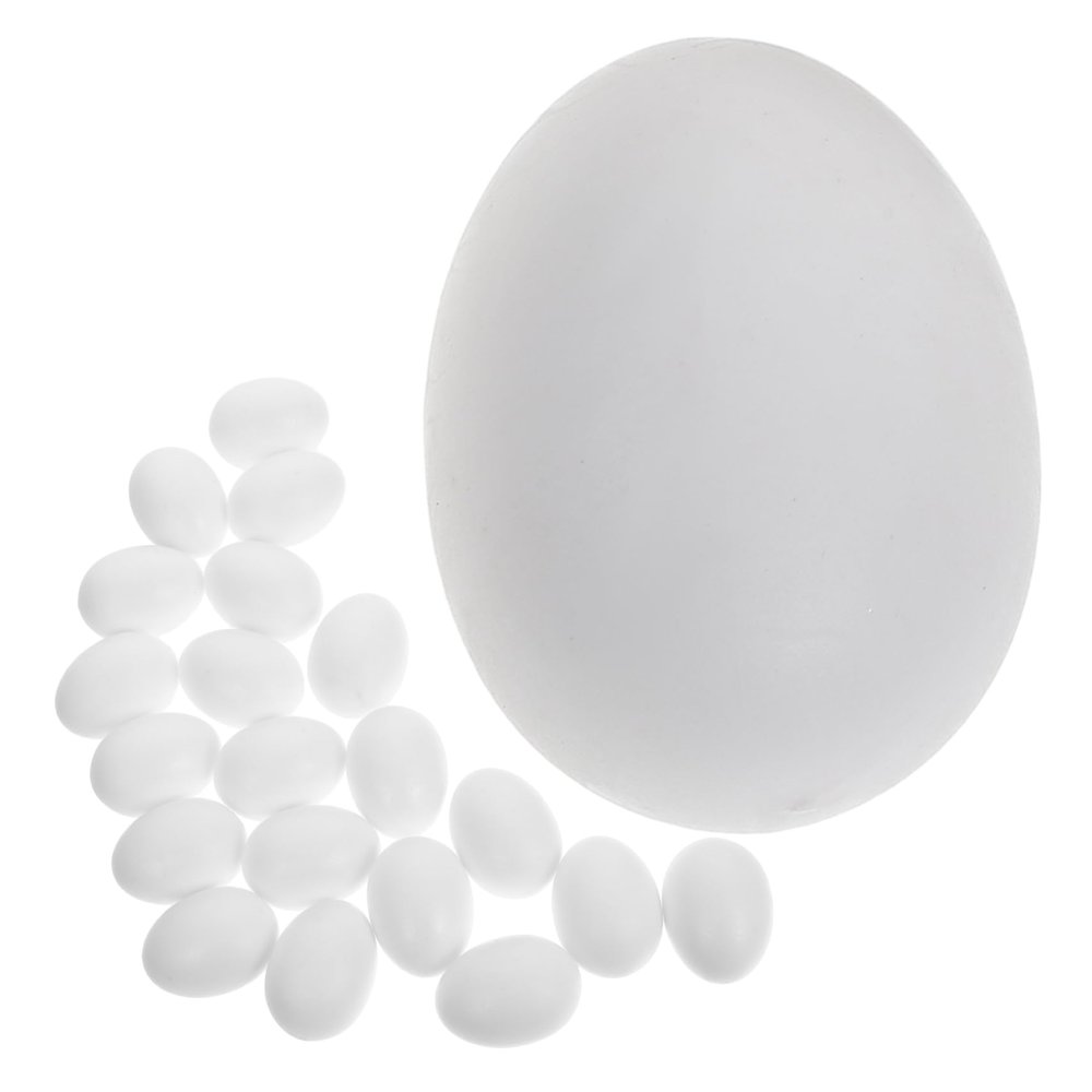 FONDOTIN 20pcs Plastic Pigeon Eggs for Hatching Fake Bird Eggs Decorative Nest Prop for Breeding