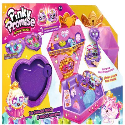 Pinky Promise Gemmy Friends Diamond Palace Pretend Play with Two Playsets and Wearable Toy Jewelry Princess Jewelry Toys 80 Gems to Collect and Wear, Gift for Kids and Girls Ages 4, 5, 6, or 7