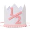 1/2 Birthday Party Hat Decorations - Baby Girl Half Birthday Headwear - Boho Natural Hat For Kids - 6 Month Glitter Crown For Babies - Kids Party Photo Booth Prop view 1