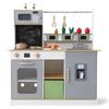 Kids Kitchen Playset with Cookware Accessories,Wooden Mini Pretend Toy Kitchenette,Farm & Kitchen Chef Pretend Play Set with Ice Maker, Chalkboard, Planter Area, Ages 3+,Colorful view 2