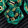 ARUOHHA Dragon Eye Dice Liquid Core DND Dice Green Sharp Edged Dice Set with Gift Box, Polyhedral D and D Dice Set Role Playing Game D20 D12 D10 D8 D6 D4 view 1