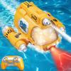 Hylukon Remote-Controlled Motorboat RC Submarine 2.4G Double Propeller Remote Control Boat with Light and Water Spray Function 360 Rotation Electric Boat Summer Teens Water Toys view 2