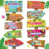 20 Pieces Luau Party Decorations Hawaiian Party Welcome Sign Summer Tropical Party Direction Signs for Fiesta Hawaiian Luau Tiki Themed Birthday Wedding Party Supplies with 2 Sheet Stickers view 1