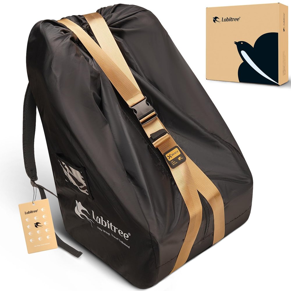 Labitree Carseat Travel Bag for Airplane, Comfortable Car Seat Cover for Airplane Travel, 100% Breakproof Gate Check Storage Bags for Carseats