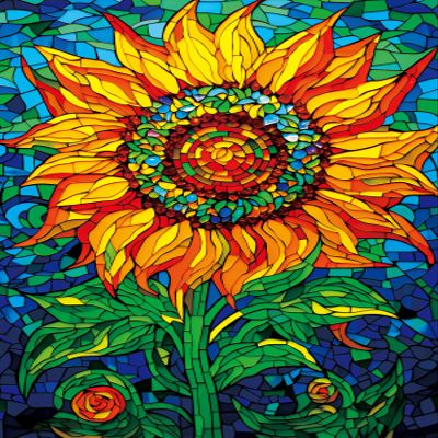 Bgraamiens Puzzle-Glass Sun Flower-1000 Pieces Rectangle Puzzle Stained Glass Art Color Challenging Beautiful Jigsaw Puzzles for Adults (GlassSun Flower)