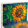 Bgraamiens Puzzle-Glass Sun Flower-1000 Pieces Rectangle Puzzle Stained Glass Art Color Challenging Beautiful Jigsaw Puzzles for Adults (GlassSun Flower) view 3