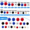 108 Pcs Balls Cake Topper DIY Cupcake Insert Foam Balloons for Cake Baking Wedding Anniversary Birthday Decoration(Blue, Red, Black,Multi Sizes) view 2