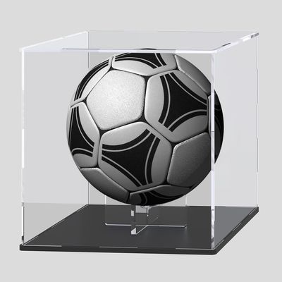 CANCLEAR Acrylic Display Case with Ball Stand for Full Size Footballs, Versatile Clear Acrylic Display Box for Sport Souvenirs Showcase