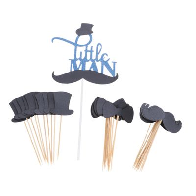 FAVOMOTO Little Man Hat Bow-knot Cake Toppers 31 Pcs Set for Birthday Party Wedding Dessert Decorations