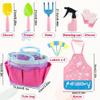 Kids Pink Gardening Tools Set, Garden Tools for Kids with Watering Can, Shovel, Rake, Gloves, Waterproof Apron with Pocket, Storage Bag and DIY Bookmark Gardening Kits Birthday Christmas Easter Gift view 2