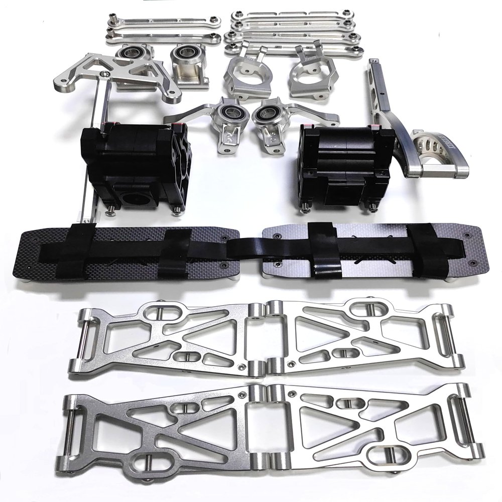 KEBEILEE CNC Aluminum & Carbon Fiber Upgrade Components for LOSI DBXL-E 2.0 1/5 (Silver+Black)