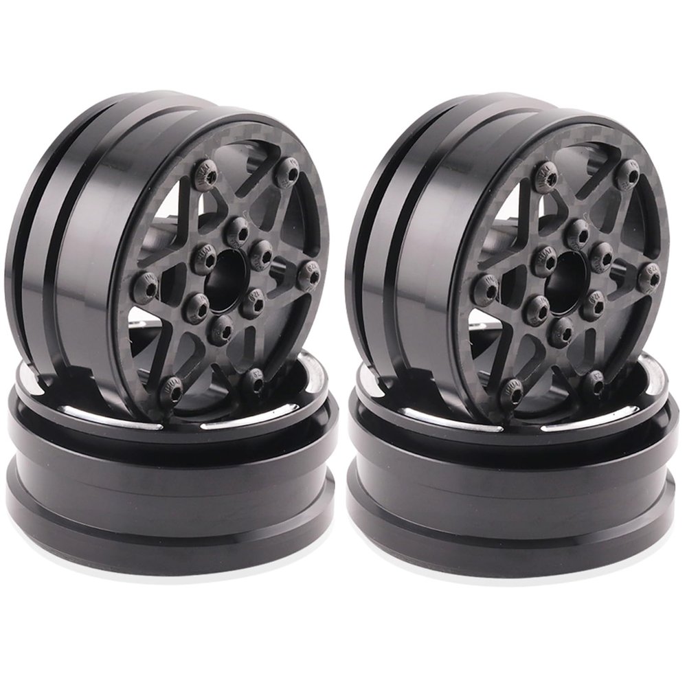 1.9"Aluminum Beadlock Wheel Rims 4PCS Carbon Fiber for 1/10 RC Crawler TRX4 Axial Capra SCX10 VS4-10 Gen8 Upgraded Carbon Fiber 1.9 Beadlock Wheel Rims