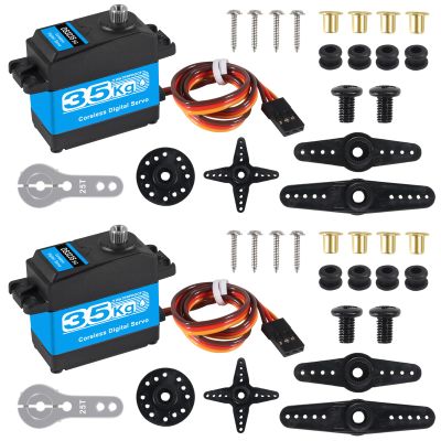 DWEII 2PACK 35kg high Torque Coreless Motor servo Metal Gear Digital and Stainless Steel Gear servo Compatible with Arduino servo for RC Helicopter Airplane Car Boat Robot Controls DIY