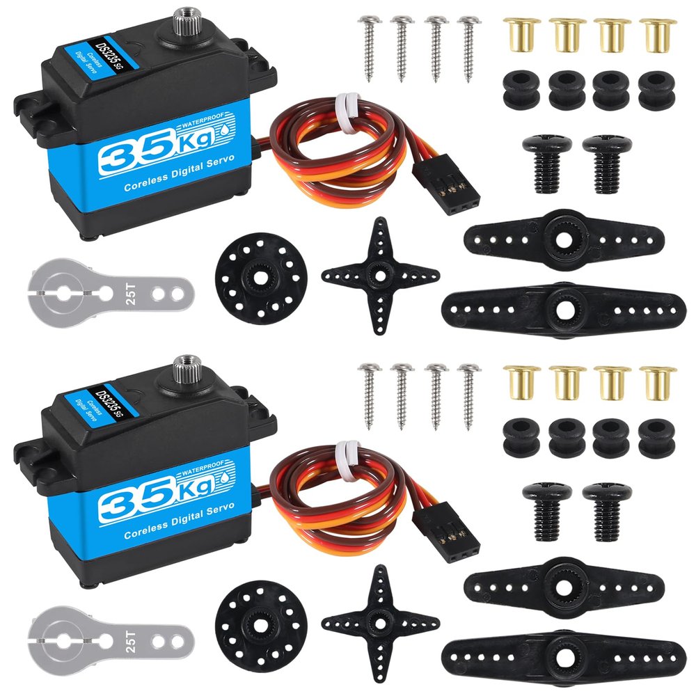 DWEII 2PACK 35kg high Torque Coreless Motor servo Metal Gear Digital and Stainless Steel Gear servo Compatible with Arduino servo for RC Helicopter Airplane Car Boat Robot Controls DIY