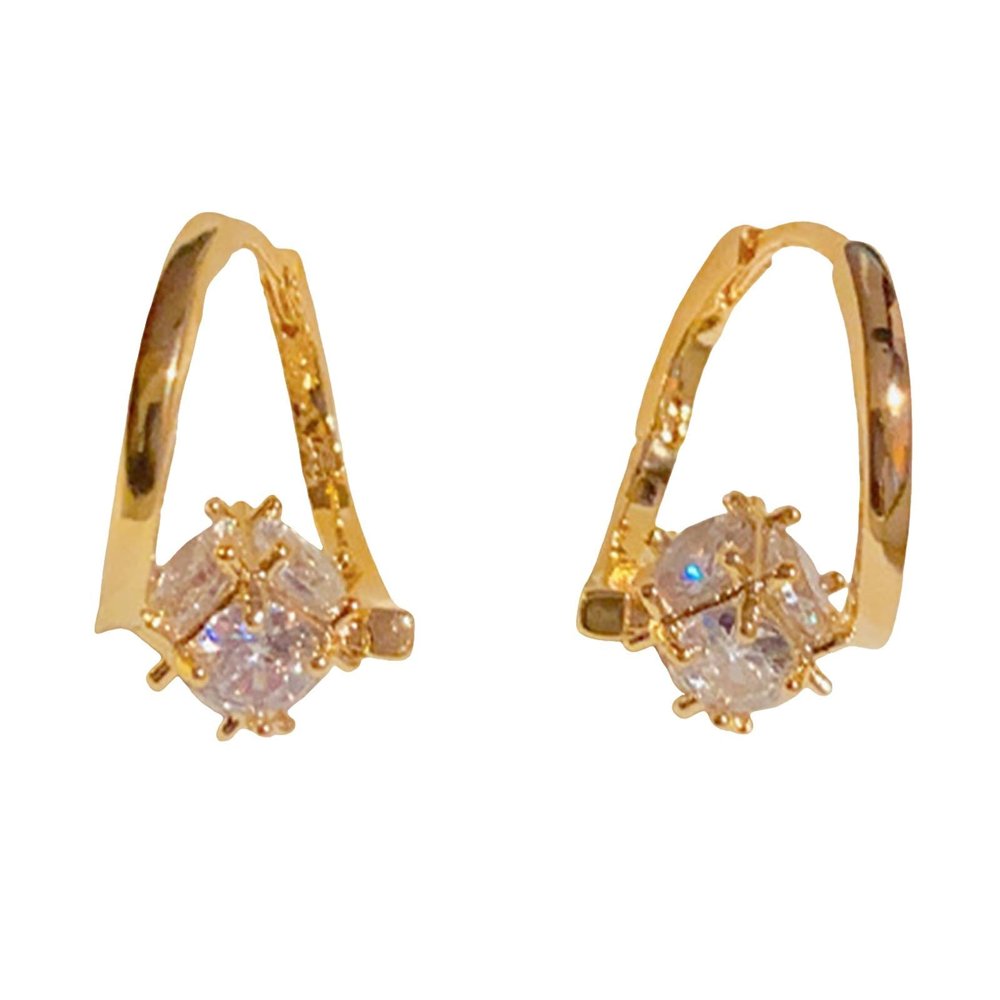 Drop Dangle Earrings for Women Of Earrings Female Hundred With Small Delicate Zirconia Ear Buckle Ear (Gold, One Size)