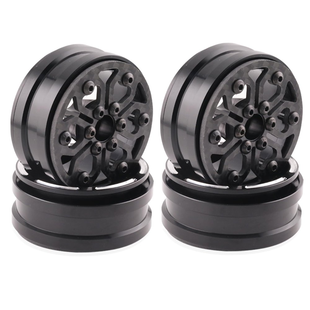 1.9" Aluminum Beadlock Wheel Rims 4PCS Carbon Fiber for 1/10 RC Crawler TRX4 Axial Capra SCX10 VS4-10 Gen8 Upgraded Carbon Fiber 1.9 Beadlock Wheel Rims