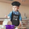 XLSXEXCL Kids Apron and Chef Hat Set, Kiss The Little Cook Apron Adjustable Child Apron Chef in Training Funny Apron with 2 Pockets for Boys and Girls (Black) view 4