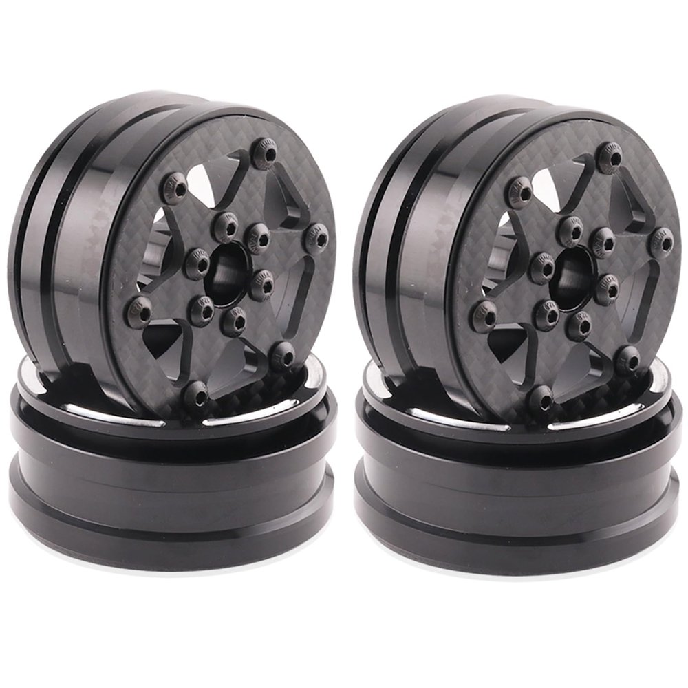 1.9" Aluminum Beadlock Wheel Rims 4PCS Carbon Fiber for 1/10 RC Crawler TRX4 Axial Capra SCX10 VS4-10 Gen8 Upgraded Carbon Fiber 1.9 Beadlock Wheel Rims
