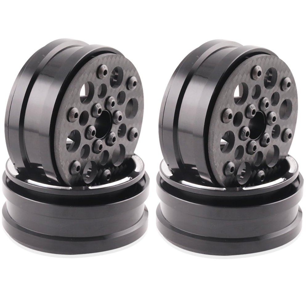 1.9" Aluminum Beadlock Wheel Rims 4PCS Carbon Fiber for 1/10 RC Crawler TRX4 Axial Capra SCX10 VS4-10 Gen8 Upgraded Carbon Fiber 1.9 Beadlock Wheel Rims